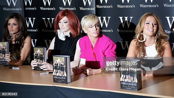 Cheryl Cole, Nicola Roberts, Sarah Harding, Kimberley Walsh and Nadine Coyle of Girls Aloud attend a book signing for their new autobiography 'Girls...