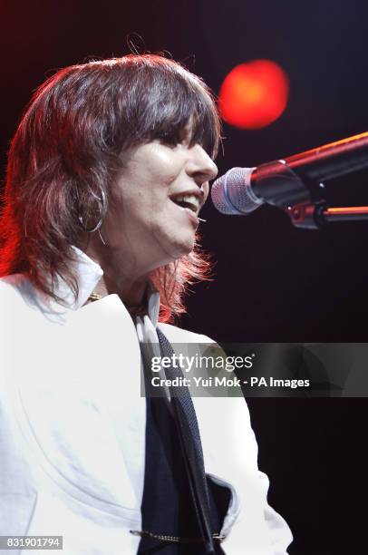 Singer Chrissie Hynde performs on stage during The Pretenders' gig at Koko, north London, Friday 7 April 2006. Photo credit should read: Yui Mok/PA