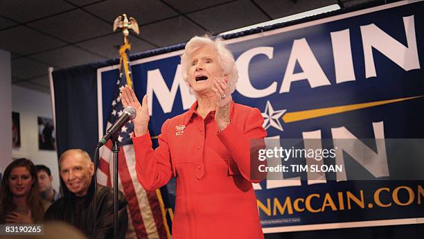 Roberta McCain , mother of Republican presidential candidate Senator John McCain talks to volunteers during a rally at the Crystal City McCain...