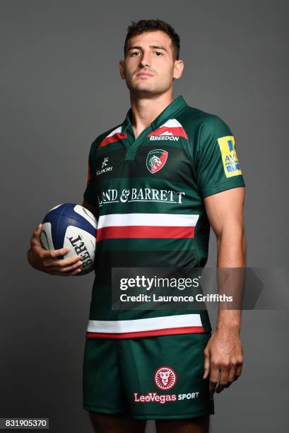 Jonny May of Leicester Tigers poses for a portrait during the squad photo call for the 2017-2018 Aviva Premiership Rugby season at Welford Road on...