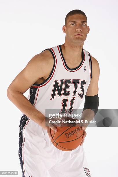 Brook Lopez of the New Jersey Nets poses for a portrait during NBA Media Day on September 26, 2008 at the Nets practice facility in East Rutherford,...