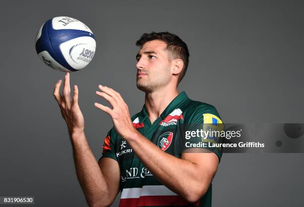 Jonny May of Leicester Tigers poses for a portrait during the squad photo call for the 2017-2018 Aviva Premiership Rugby season at Welford Road on...