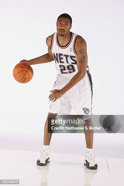 Brian Hamilton of the New Jersey Nets poses for a portrait during NBA Media Day on September 26, 2008 at the Nets practice facility in East...