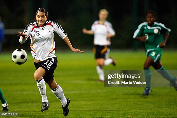 Ivana Rudelic of Germany runs with the ball during the U17 women international friendly match between Germany and Nigeria on October 9, 2008 in...