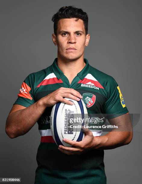 Matt Toomua of Leicester Tigers poses for a portrait during the squad photo call for the 2017-2018 Aviva Premiership Rugby season at Welford Road on...