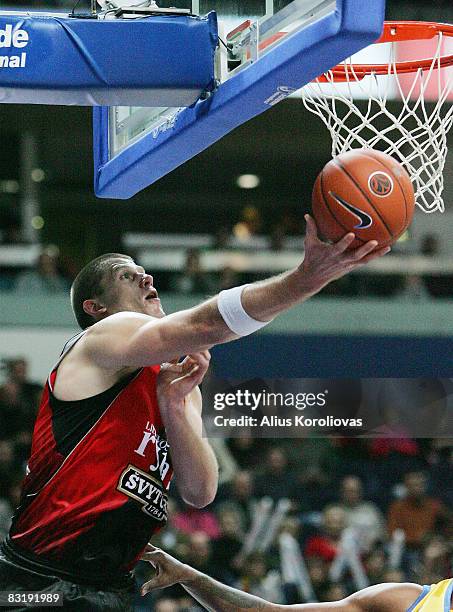 Marijonas Petravicius of Rytas in action during the Euroleague Basketball Game 2 between Lietuvos Rytas v Maccabi Elite Tel Aviv at the Siemens Arena...