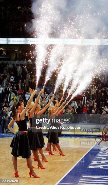 Dancers during the Euroleague Basketball Game 2 between Lietuvos Rytas v Maccabi Elite Tel Aviv at the Siemens Arena on November 01, 2007 in Vilnius,...