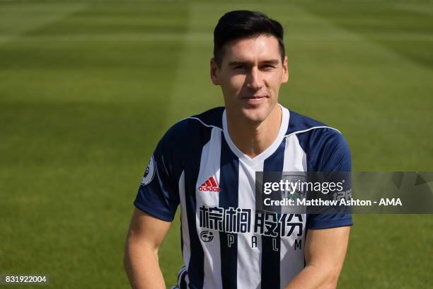 Gareth Barry signs for West Bromwich Albion on August 15, 2017 in West Bromwich, England.