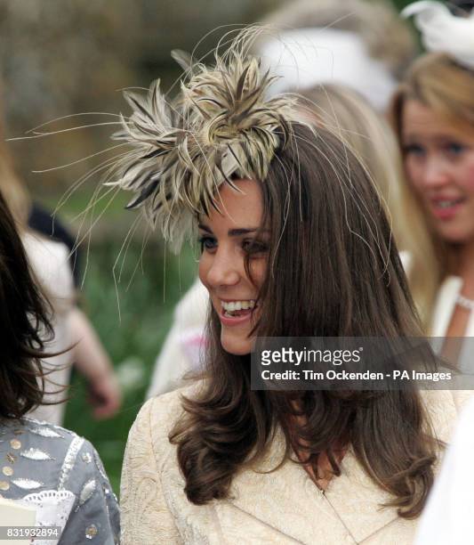 Kate Middleton after attending the wedding of the Duchess of Cornwall's daughter Laura Parker Bowles to former underwear model Harry Lopes at St...