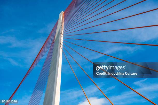 modern suspension bridge - modern vietnam stock pictures, royalty-free photos & images