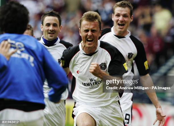 Gretna's Ryan McGuffie celebrates scoring against Hearts during the Tennents Scottish Cup final at Hampden Park, Glasgow.