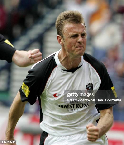 Gretna's Ryan McGuffie celebrates scoring against Hearts during the Tennents Scottish Cup final at Hampden Park, Glasgow.