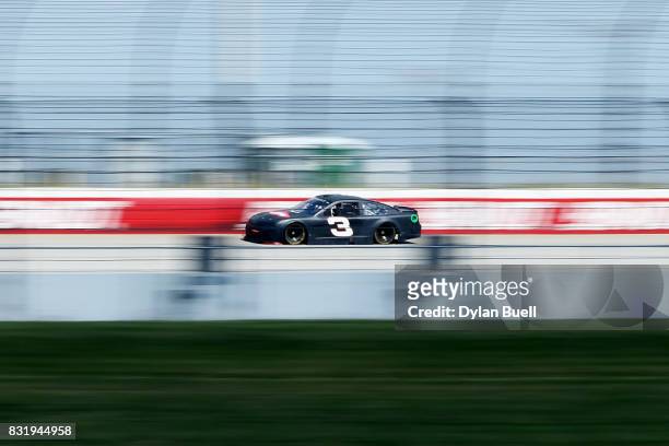 Austin Dillon, driver of the Dow STEM Chevrolet, drives during testing for the Monster Energy NASCAR Cup Series at Chicagoland Speedway on August 15,...