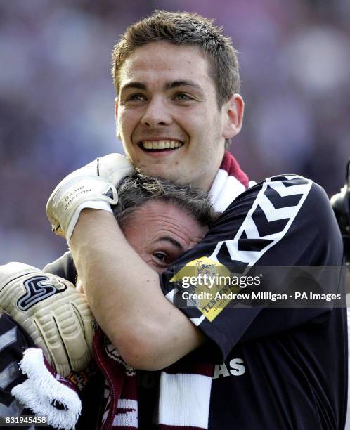 Previously unissued photo dated of Hearts goalkeeper Craig Gordon celebrating after winning the Tennents Scottish Cup final against Gretna at Hampden...