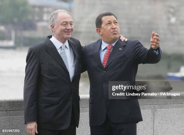 Mayor of London Ken Livingstone meets President Hugo Chavez, President of Venezuela, at City Hall, London.