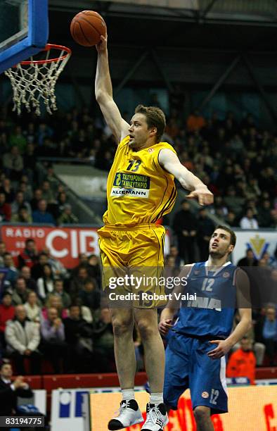 Mottola Hanno of Aris TT Bank in action during the Euroleague Basketball Game 10 between Cibona Zagreb and Aris TT Bank at the Basketball Centre...