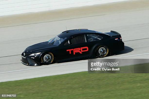 Drew Herring, driver of the Toyota Wheelforce, drives during testing for the Monster Energy NASCAR Cup Series at Chicagoland Speedway on August 15,...