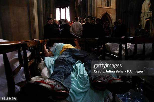 Osman Hotek speaks to the media on behalf of the hunger strikers on Day 5 of the Afghan Refugee Hunger Strike in St. Patricks Cathedral in Dublin.