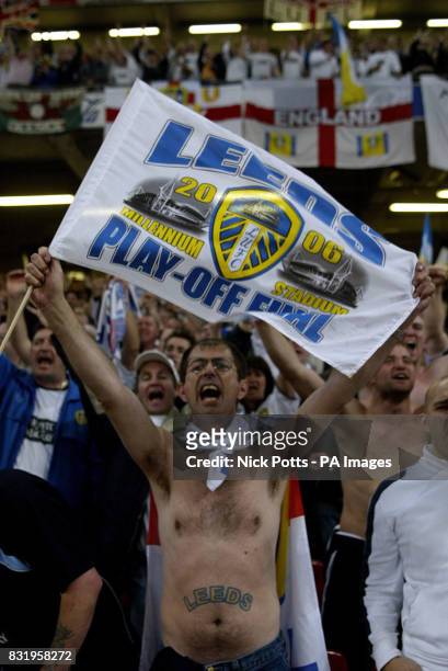 Leeds United fan before the Championship play-off final against Watford at Millennium Stadium, Cardiff.