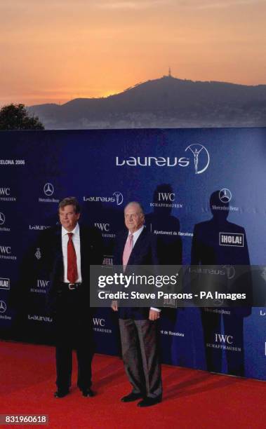 Johann Rupert Chairman of Richemont and Juan Carlos His Majesty The King of Spain arrive at Laureus 110% Welcome Party in association with Hola, at...