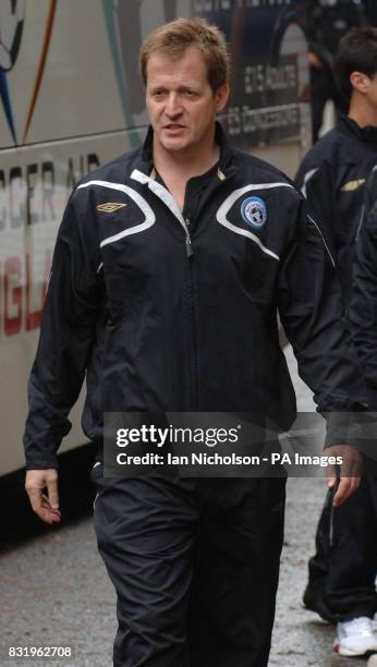 Alastair Campbell arrives with the Rest of the World Soccer Aid team for a reception at No.10 Downing Street, London.