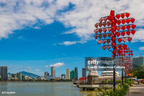 landscape of danang view nearby han river. da nang is the central city of vietnam - corncob towers stock pictures, royalty-free photos & images