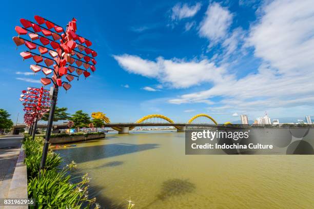 landscape of danang view nearby han river. da nang is the central city of vietnam - corncob towers stock pictures, royalty-free photos & images