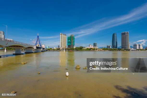 landscape of danang view nearby han river. da nang is the central city of vietnam - corncob towers stock pictures, royalty-free photos & images