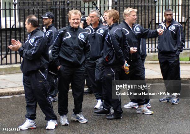 Gordon Ramsay arrives with the Rest of the World Soccer Aid team for a reception at No. 10 Downing Street, London.
