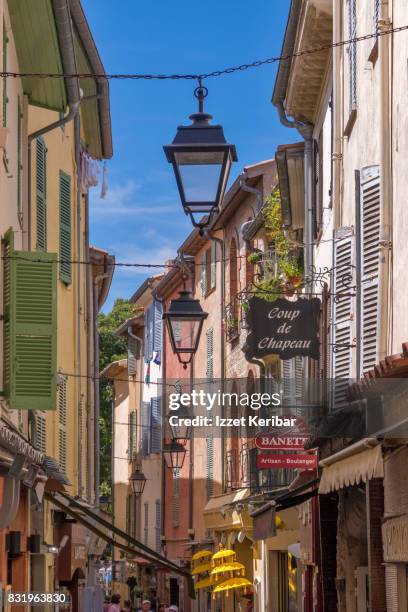 antibes old town near republic and clémenceau streets , alpes maritimes, france - antibes ストックフォトと画像