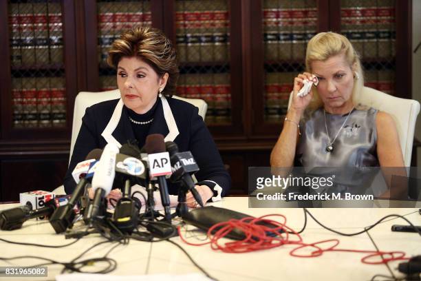 Attorney Gloria Allred and her client Robin during press conference on August 15, 2017 in Los Angeles, California.