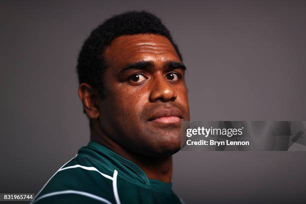 Napolini Nalaga of London Irish poses for a portrait during the London Irish squad photo call for the 2017-2018 Aviva Premiership Rugby season on...