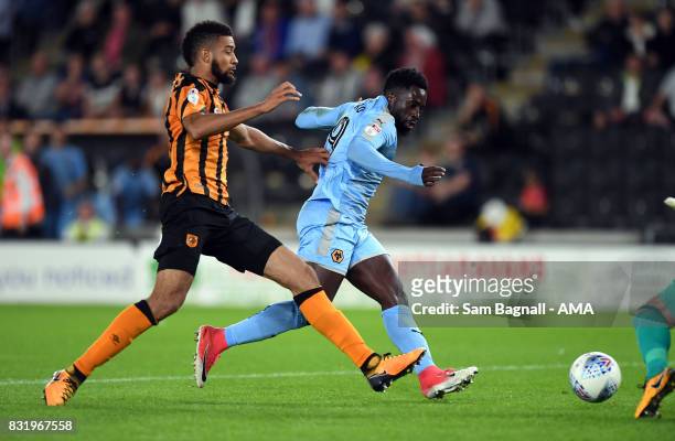 Nouha Dicko of Wolverhampton Wanderers scores a goal to make it 1-3 during the Sky Bet Championship match between Hull City and Wolverhampton at KCOM...