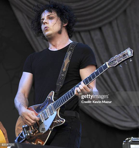 Jack White of The Raconteurs performs at the 2008 Lollapalooza music festival in Grant Park on August 1, 2008 in Chicago.