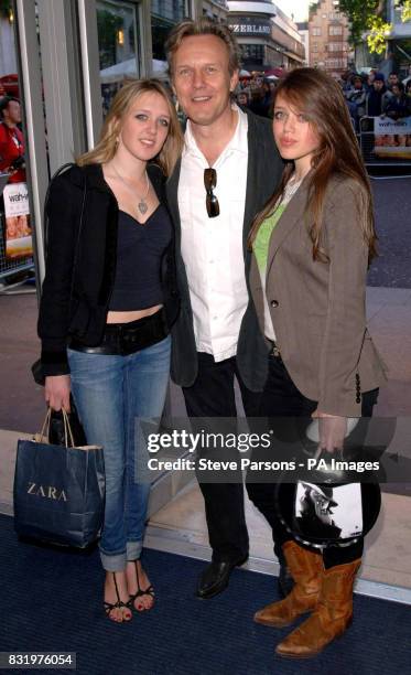 Actor Anthony Head with his daughters Daisy and Emily, at the charity premiere of the new film Wah-Wah, at the Odeon West End Cinema, central London.