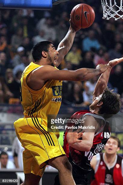 Massey Jeremiah number 14 Vroman Jackson number 6 of Lietuvos Rytas in action during the Euroleague Basketball Top 16 Game 6 between Aris TT Bank v...