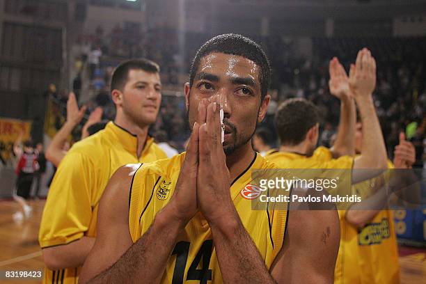 Massey Jeremiah number 14 in action during the Euroleague Basketball Top 16 Game 6 between Aris TT Bank v Lietuvos Rytas at the Palais de Sports on...