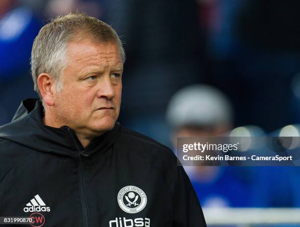 Sheffield United manager Chris Wilder during the Sky Bet Championship match between Cardiff City and Sheffield United at Cardiff City Stadium on...