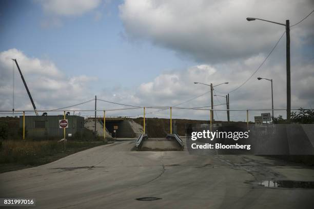 Road leads to the construction site of the American Mobility Center in Ypsilanti, Michigan, U.S., on Tuesday, Aug. 15, 2017. Representative Debbie...