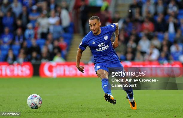 Cardiff City's Jazz Richards during the Sky Bet Championship match between Cardiff City and Sheffield United at Cardiff City Stadium on August 15,...