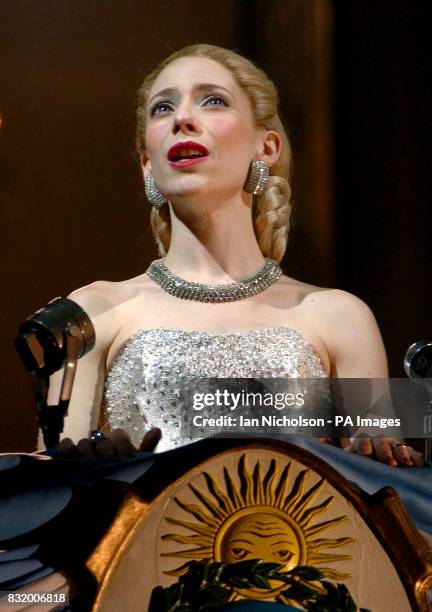 Argentinian actress Elena Roger, who plays Eva Peron, performs Don't Cry For Me Argentina, at a dress rehearsal for Lord Andrew Lloyd Webber and Sir...