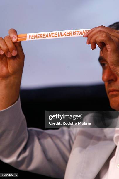 Svetislav Pesic draws Fenerbahce Ulker Istanbul during the Euroleague Basketball Draw at the Postbahnhof on July 8th, 2008 in Berlin, Germany.