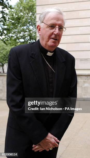 Cardinal Cormac Murphy O'Connor, the leader of Catholics in England and Wales, outside at the Department of Health in London.