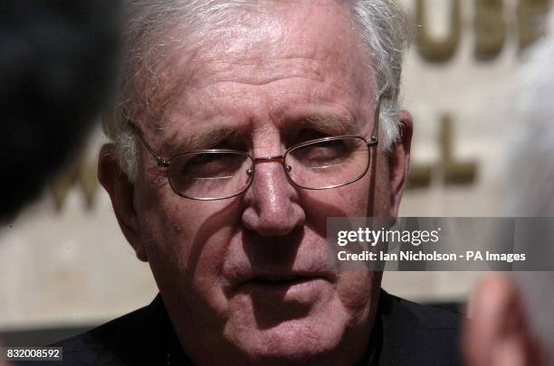 Cardinal Cormac Murphy O'Connor, the leader of Catholics in England and Wales, addresses the media outside the Department of Health in London.