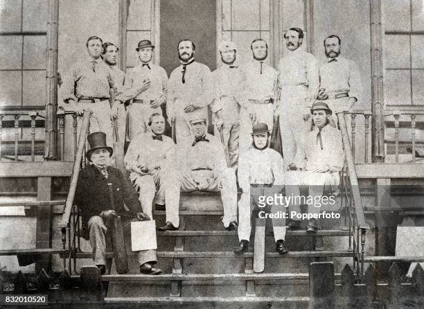 The MCC England cricket team before leaving for the 1863 Tour of Australia, at Lord's Cricket Ground in London, on 1st October 1863. Top row, left to...