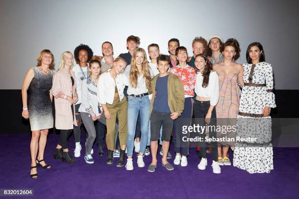 The cast of 'Tigermilch' is seen after the movie at the 'Tigermilch' premiere at Kino in der Kulturbrauerei on August 15, 2017 in Berlin, Germany.