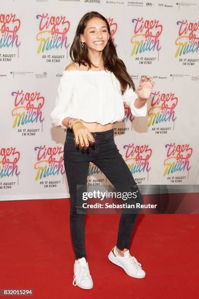 Actress Emily Kusche attends the 'Tigermilch' premiere at Kino in der Kulturbrauerei on August 15, 2017 in Berlin, Germany.