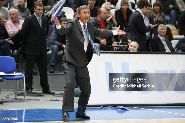 Head Coach of Dynamo Moscow, Svetislav Pesic in action during the ULEB Cup Last 32 Game 2 between Dynamo Moscow and Asco Slask Wroclaw at the...