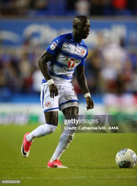 Modou Barrow of Reading during the Sky Bet Championship match between Reading and Aston Villa at Madejski Stadium on August 15, 2017 in Reading,...