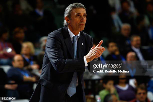 Coach Svetislav Pesic of Dynamo Moscow in action during the ULEB Cup Final 8 game between Dynamo Moscow vs Pge Turow Zgorzelec at the Palavela on...